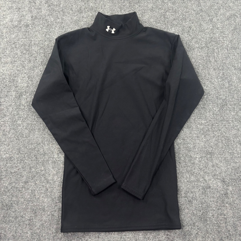 Under Armour Mock Neck‎ Top Small Black ColdGear Compression Long Sleeve Womens